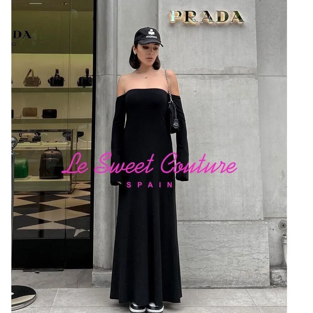 ZARA OFF-THE-SHOULDER LONG SLEEVE MIDI DRESS